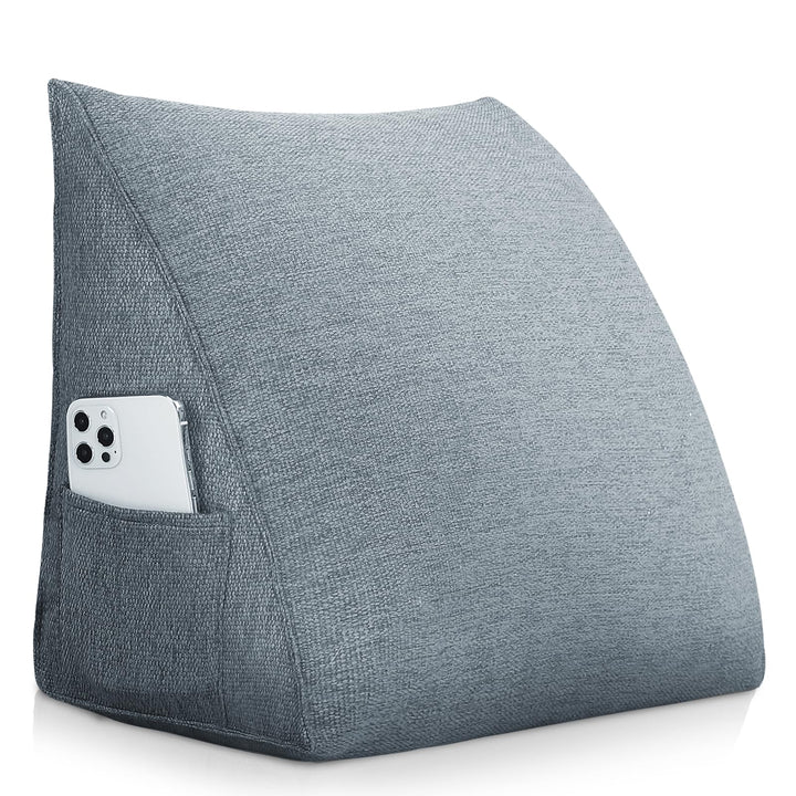 Keilkissen als Kopfteil-Lesekissen für Bett und Sofa Grau 45cm, Grau 45cm