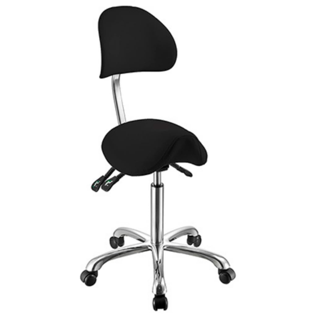 1025A SF Ergonomischer Sattelhocker mit Rollen Schwarz – Hydraulische Höhenverstellung, Verstellbare