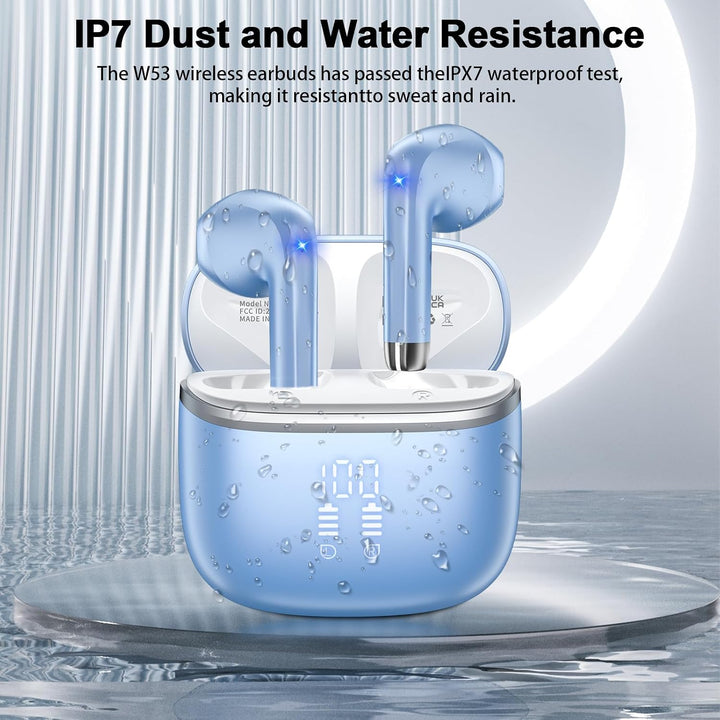 Bluetooth Kopfhörer, In Ear Kopfhörer Kabellos Bluetooth 5.4 mit 4 ENC Mic Blau, Blau