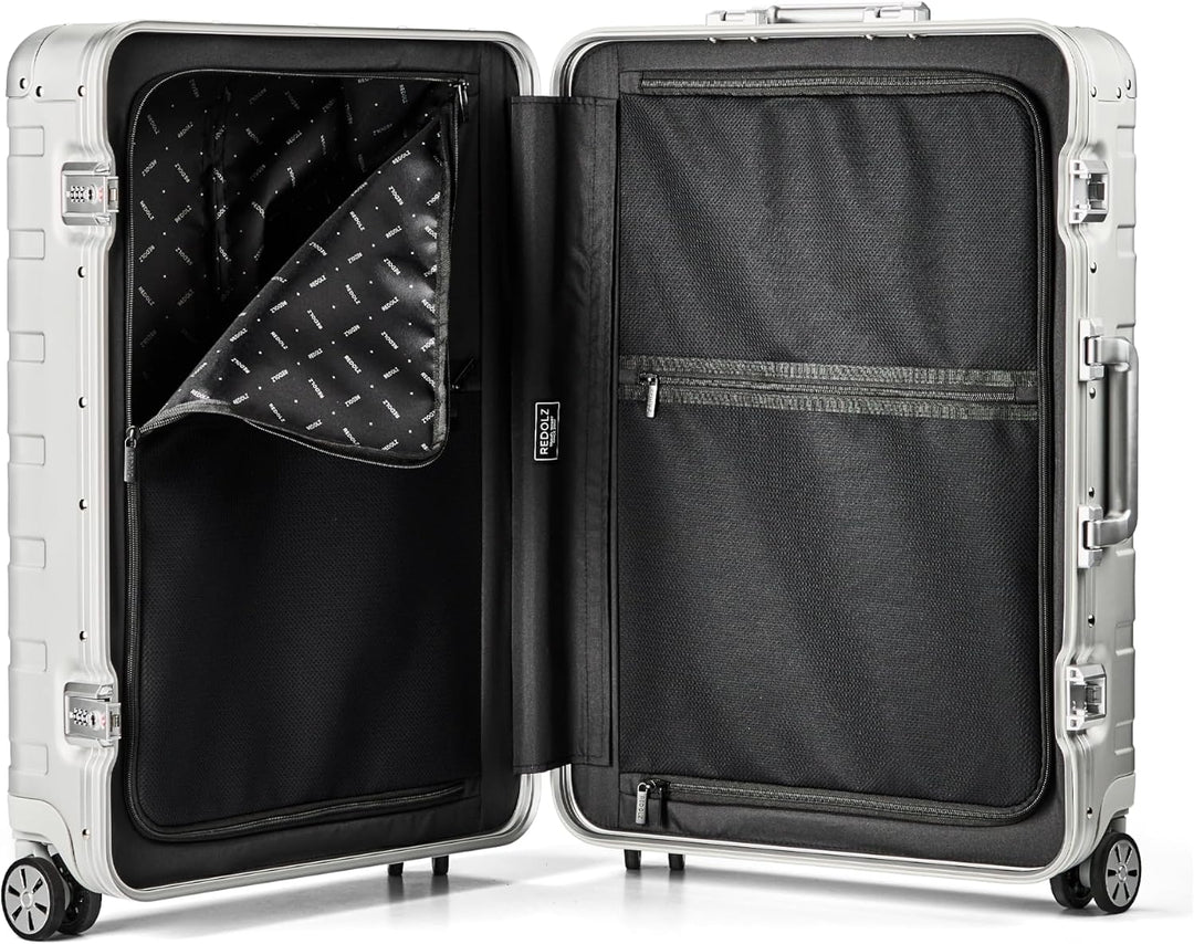 REDOLZ Pro Aluminium Koffer Set 2-teilig Handgepäck 55 cm + XL Reisekoffer 77 cm | Cabin &amp; Check-In
