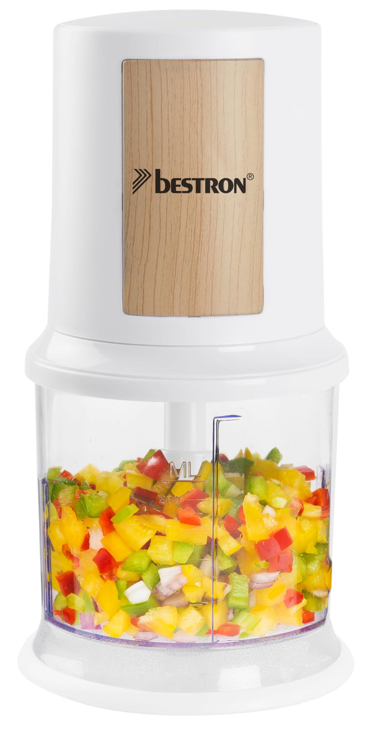 Bestron elektrischer Multi-Zerkleinerer, Universalzerkleinerer mit zwei Schneidemessern &amp; 500ml Kapa