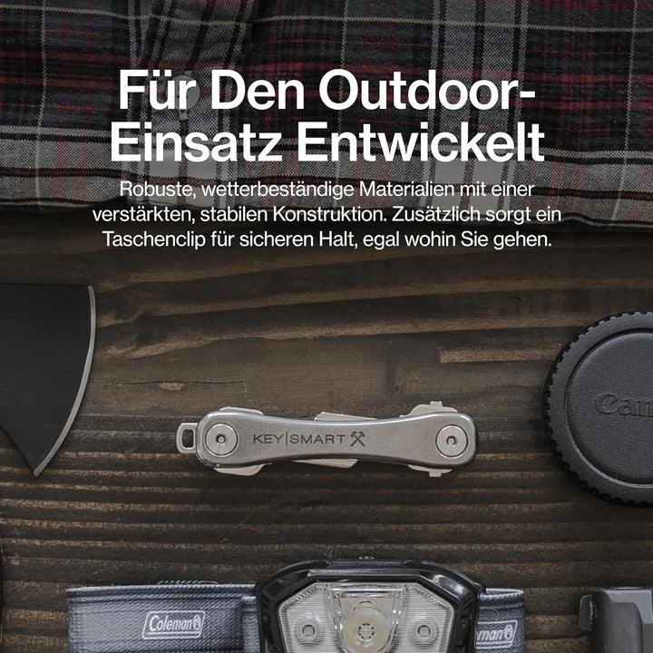 KeySmart Rugged - Multi-Tool Schlüsselhalter mit dem Flaschenöffner und Taschen Clip (bis zu 14 Schl