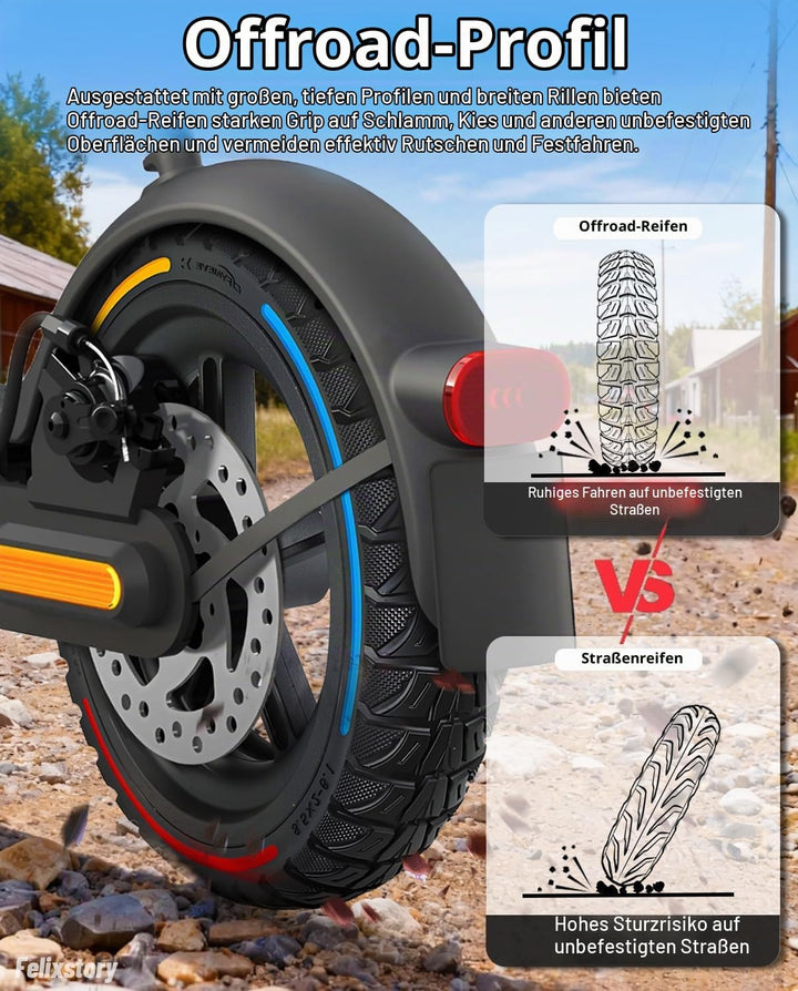 Roller-Rad, 8,5 x 2,0 Zoll mit 110 mm Scheibenbremse, kompatibel mit Gotrax Gxl V2/Xr Elite/Apex Max