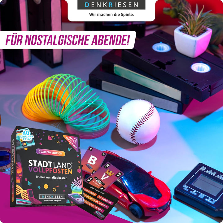 DENKRIESEN - Stadt Land Vollpfosten® – Das Kartenspiel - 70/80/90 Edition - &