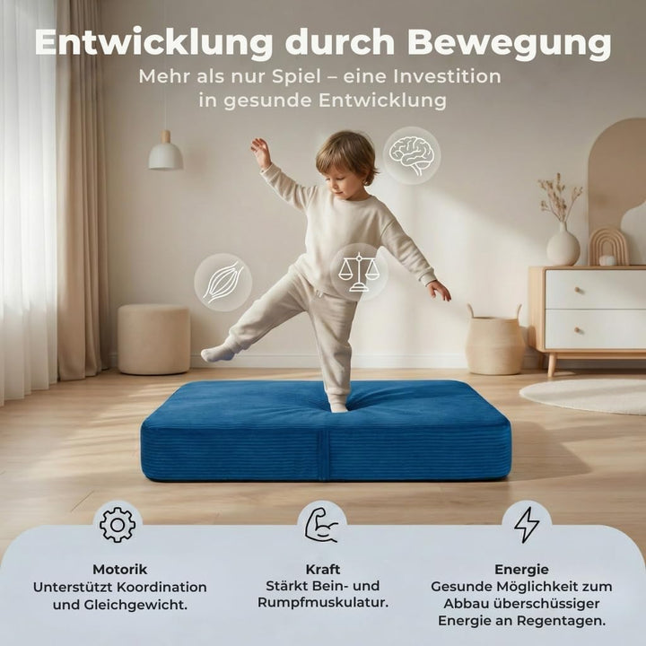 Hüpfpolster für Kinder Indoor 70x110x17 cm, mit abnehmbarem Bezug Hellgrau, Hellgrau