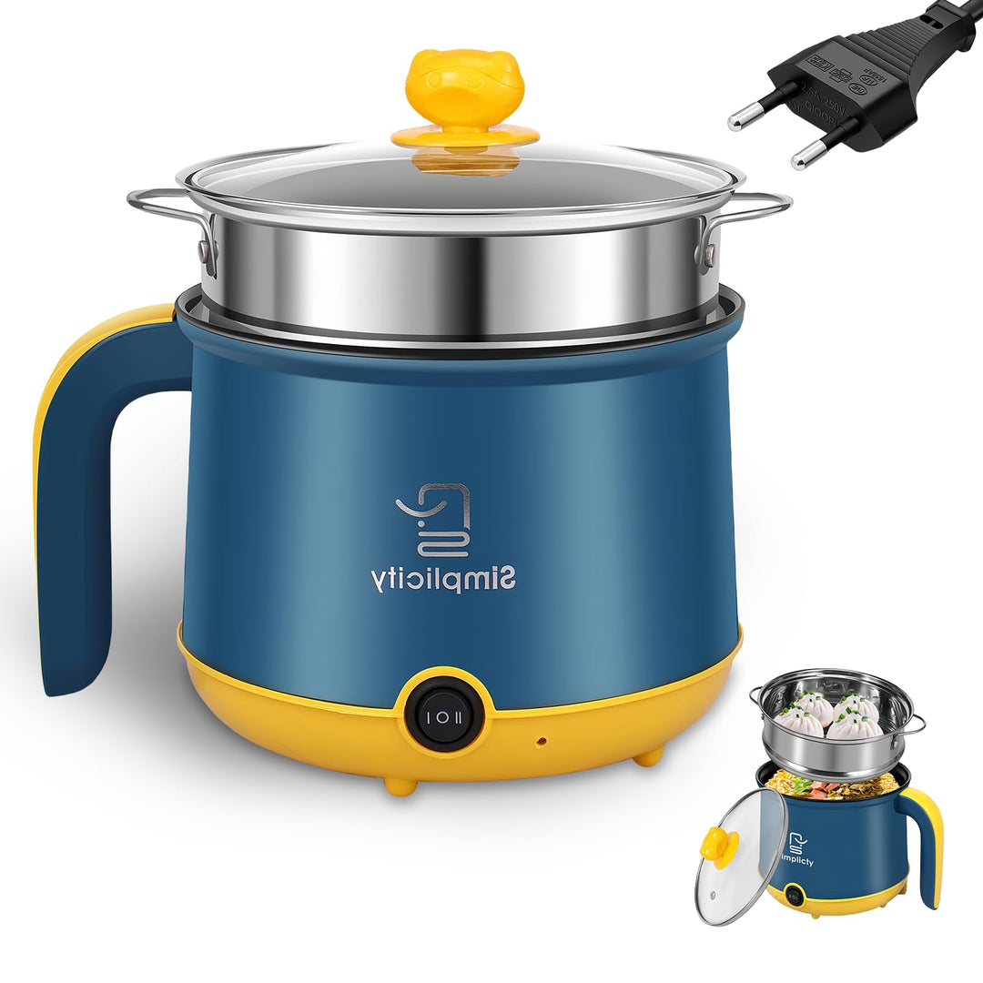Elektrischer Hot Pot Mit Dampfgarer, Elektrische Hot Pot 1.8 L, Tragbare Mini Antihaft Multikocher,