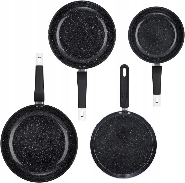 EliteHoff Pfannenset Induktion 4-teilig, Bratpfannenset (20/24/28 cm) + crepe pfanne 24 cm, Induktio