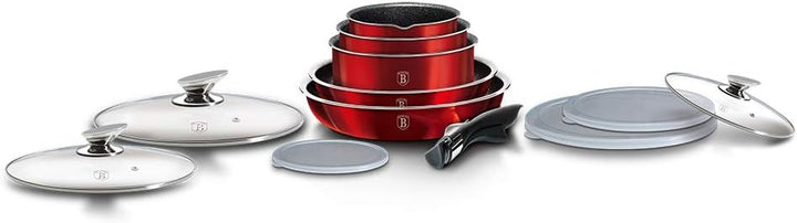 BerlingerHaus Haus Metallic Line- Burgundy Edition 12 Stück Kochgeschirr Set, BH/1674 burgundy Edels
