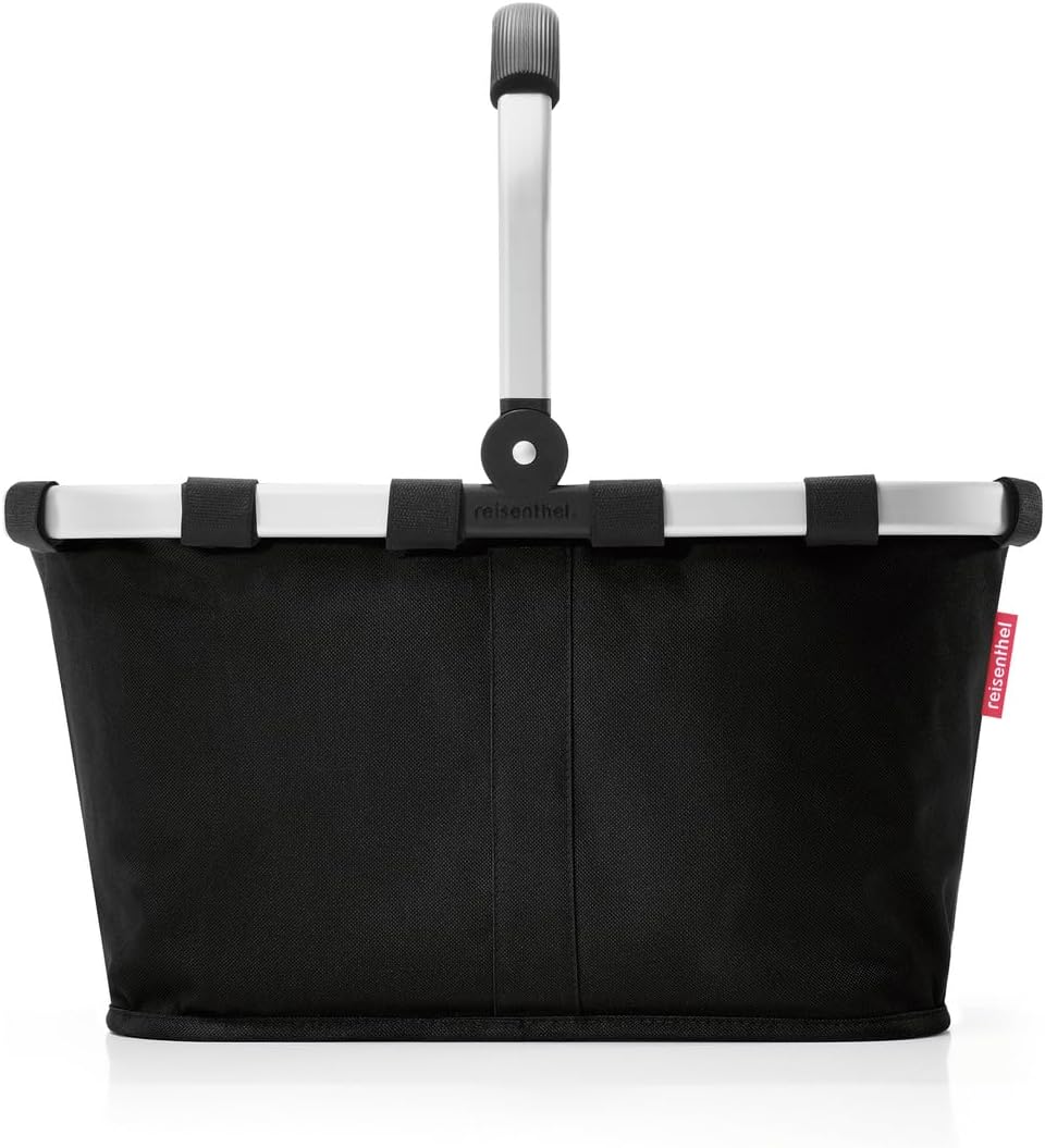 Reisenthel Set carrybag black mit Cover herringbone sand Stabiler Einkaufskorb mit praktischer Innen