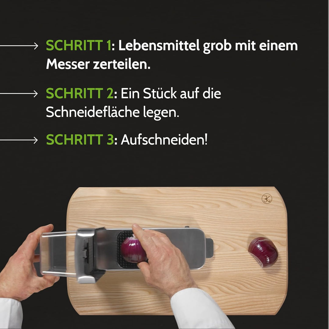 ALLIGATOR 3094 - Edelstahl-Multifunktionsschneider Mit Auffangbox - Gemüse- Zwiebel- und Pommesschne