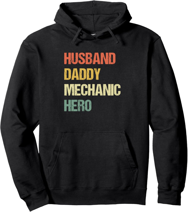Ehemann Daddy Mechaniker Held Papa Männer Vatertag Retro Pullover Hoodie