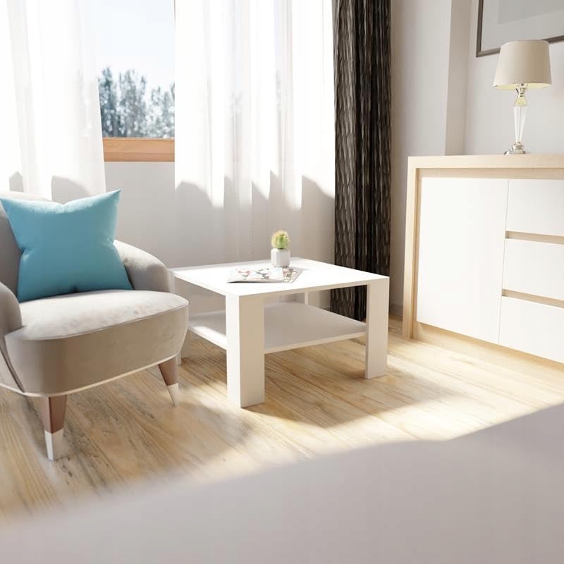 MATKAM Elegante Couchtisch 68x68 cm NIEDRIG EX3, Minimalistisches Design, ideal für Wohn- und Arbeit