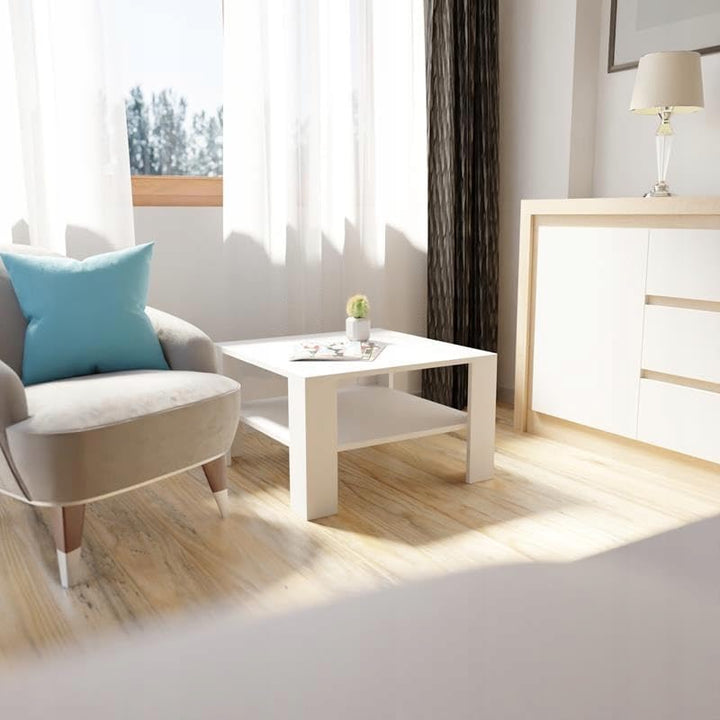 MATKAM Elegante Couchtisch 68x68 cm NIEDRIG EX3, Minimalistisches Design, ideal für Wohn- und Arbeit