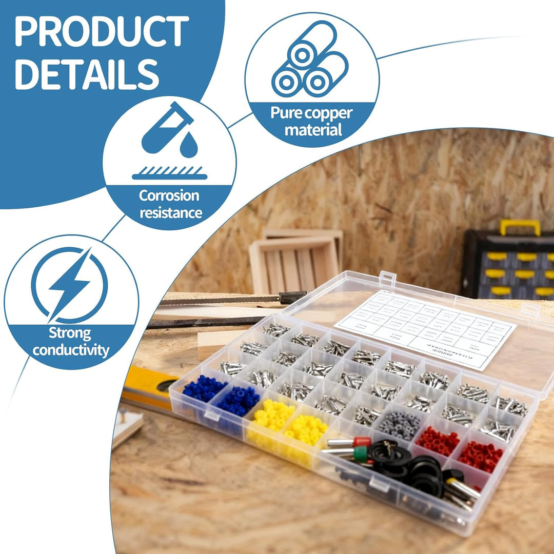 Kfz Stecker Pins Elektrik Set, 813 Stück Kfz Stecker Pin Zubehör 1/1.5/1.8/2.2/2.8/3.5mm, Drahtdicht