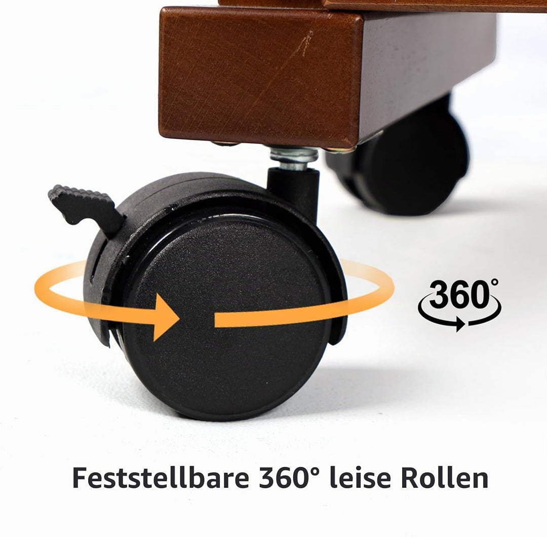 DJAR 3-stöckiger Rollwagen für Künstler, Rollen, Walnuss Walnuss Basic, Walnuss Basic