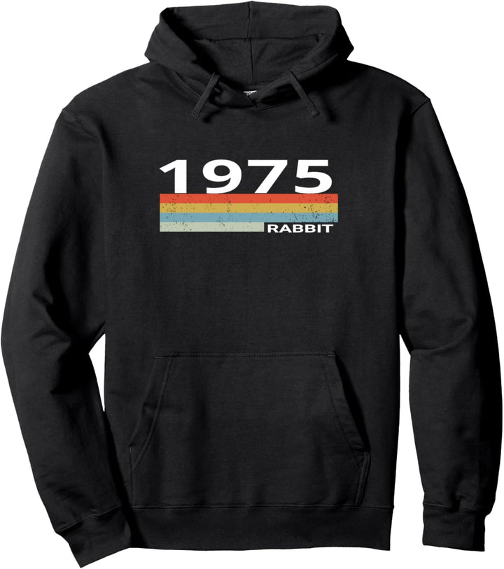 1975 Vintage Streifen Geburtstag Chinesisches Hasenjahr Pullover Hoodie