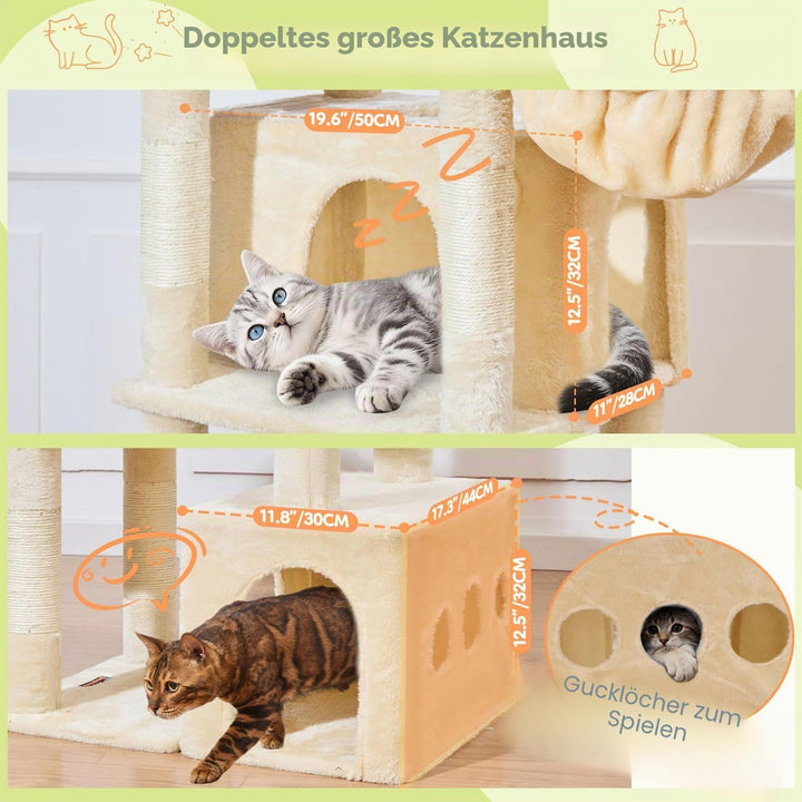 Taoqimiao 182CM Kratzbaum Gross XXL, Katzenbaum Grosse Katzen Stabil kratzbaum Maine Coon mit 2 Katz