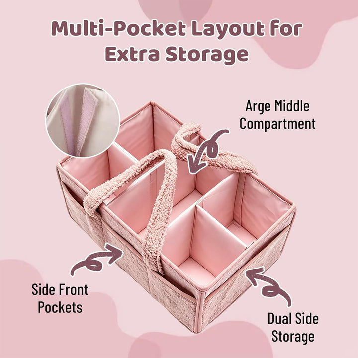Wickeltisch Organizer, Baby Wickeln Henkeltaschen Rosa, Rosa