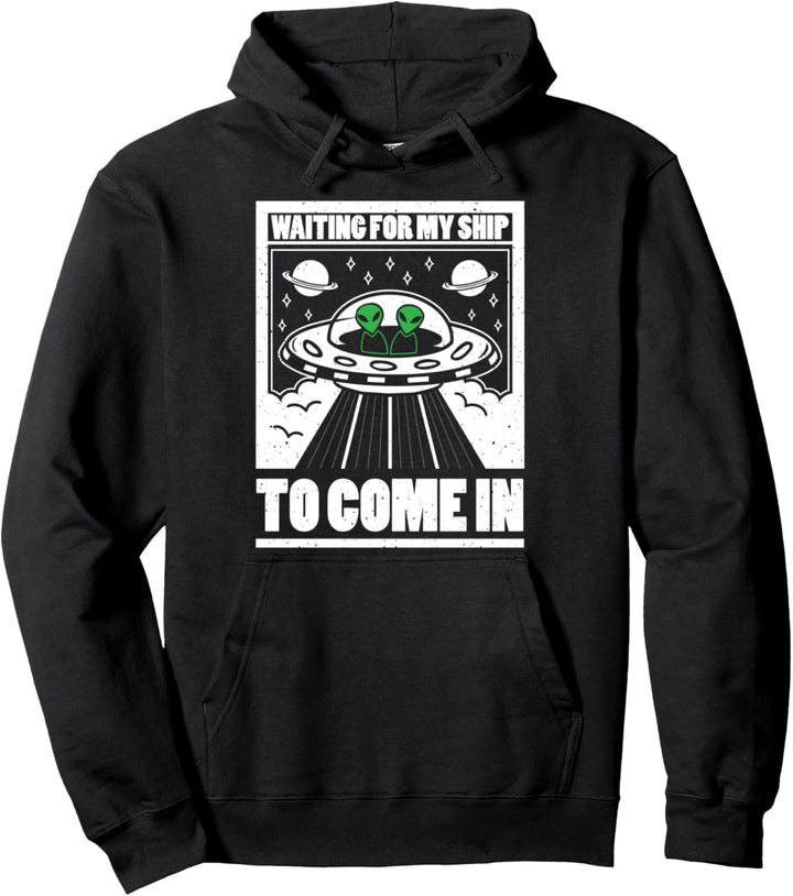 Warten Raumschiff Alien Ufo Sci Fi Weltraum Weltall Geschenk Pullover Hoodie