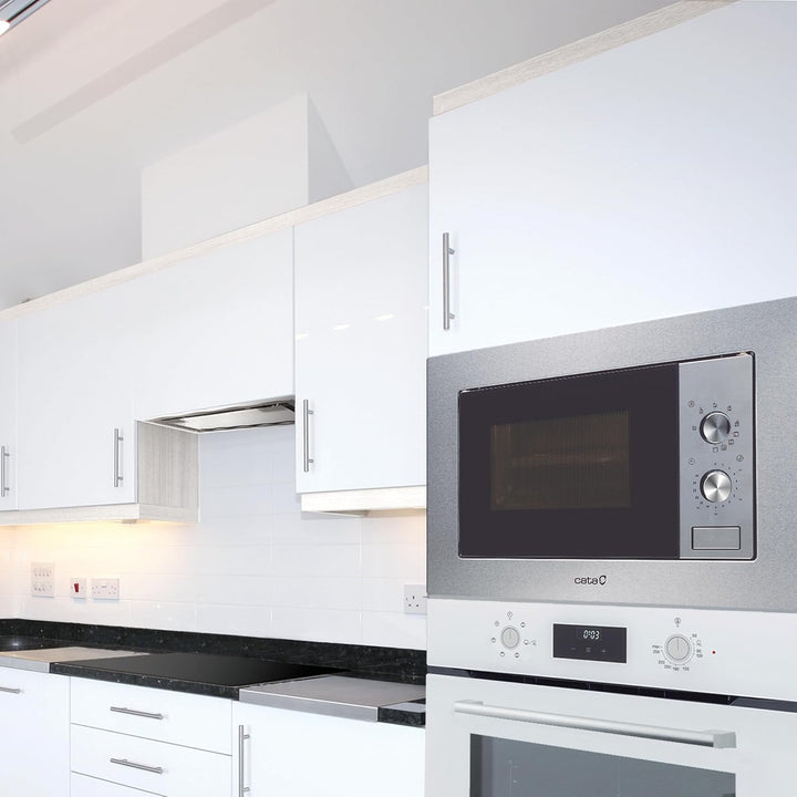 CATA MC 20 IX Einbaumikrowelle Inox Innenbereich aus Edelstahl 5 Leistungsstufen Grill 1000 W Selbst