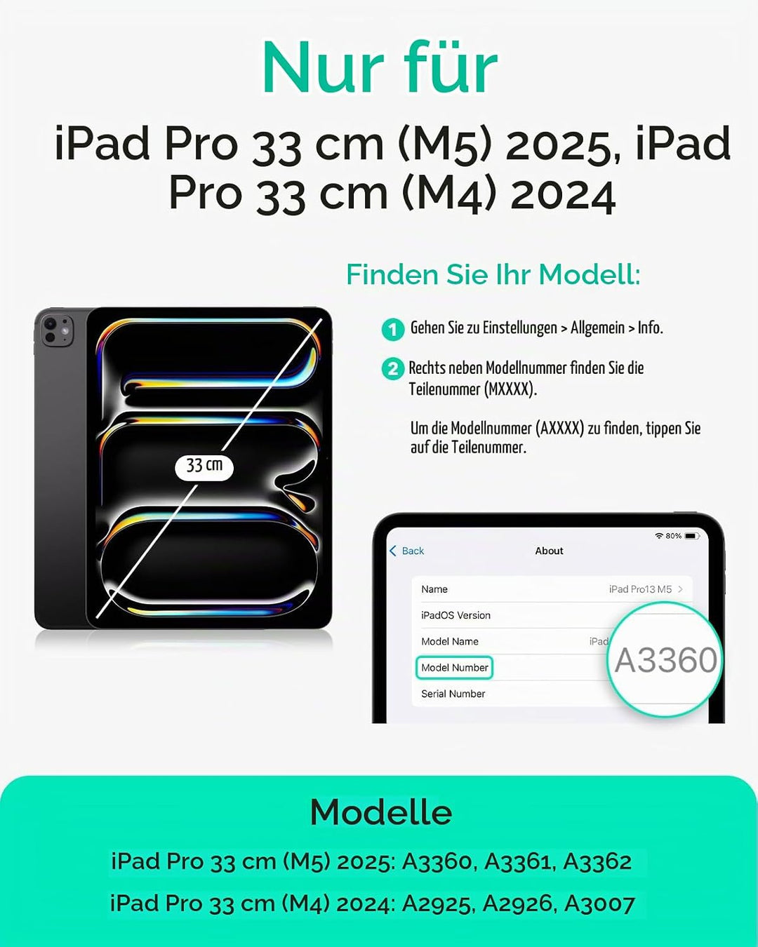 ESR für iPad Pro 13 Hülle, 13 Zoll iPad Pro 2024 Hülle mit Stifthalter, abnehmbare Magnetabdeckung,