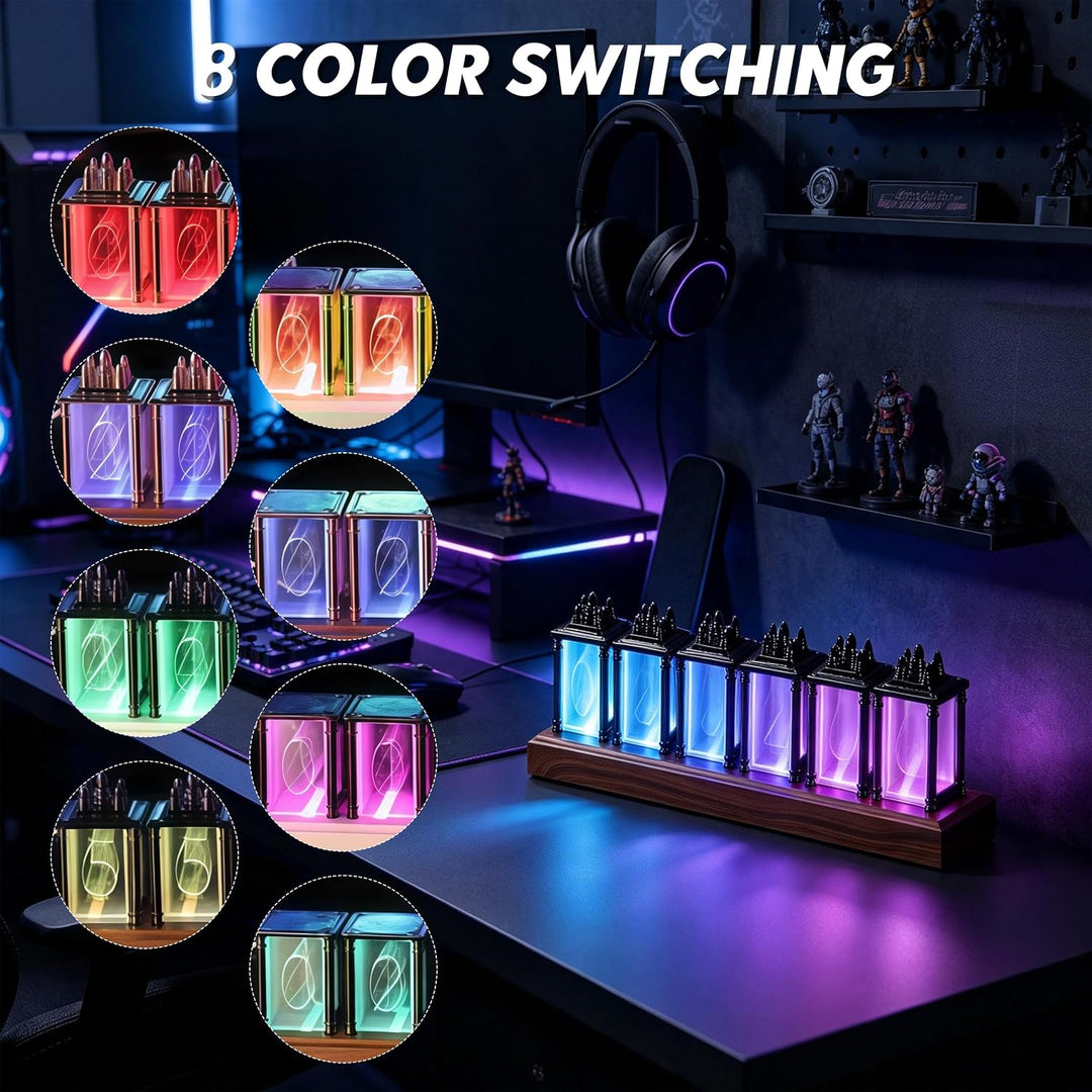 Nixie Tube Clock RGB 7 Modi 8 Farben Helligkeit Regelbar