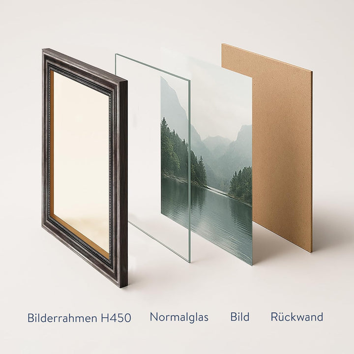 WANDStyle Bilderrahmen Antik 40x60cm I Farbe: Silber I Holzbilderrahmen I Fotorahmen I Silberner Bar