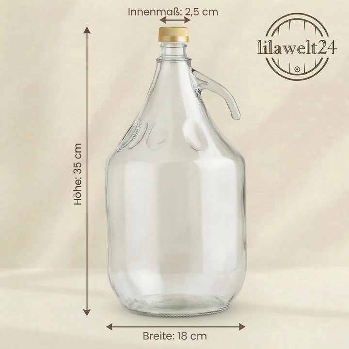 lilawelt24 6 STÜCK 5L Gärballon mit SCHRAUBVERSCHLUSS Flasche Glasballon Weinballon Glasflasche