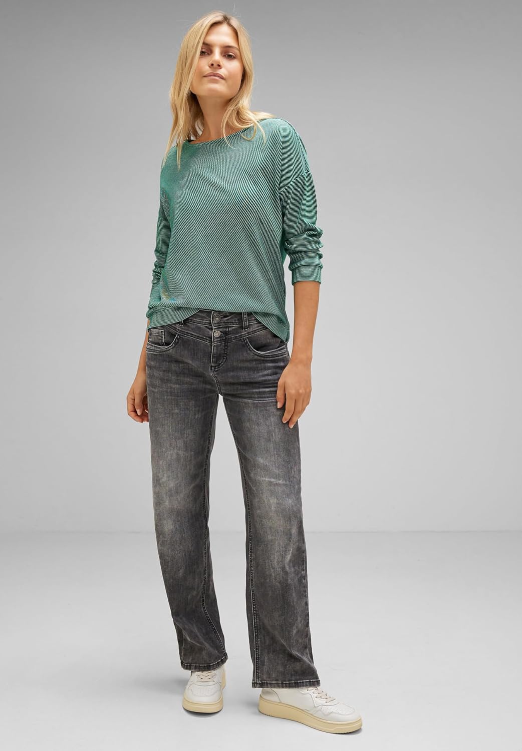 Damen Shirt mit Streifenstruktur 36 Gentle Green, 36 Gentle Green