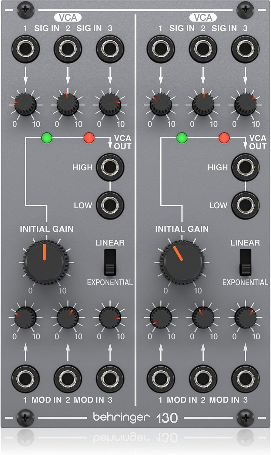 Behringer 130 DUAL VCA Legendäres analoges Dual-VCA-Modul für Eurorack, 130 DUAL VCA