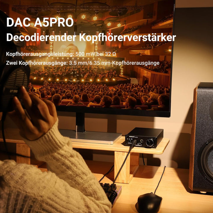 AIYIMA DAC A5 Pro Mini Kopfhörer Verstärker HiFi USB DAC Decoder Audio 24 Bit 192kHz Mini Stereo-Dec