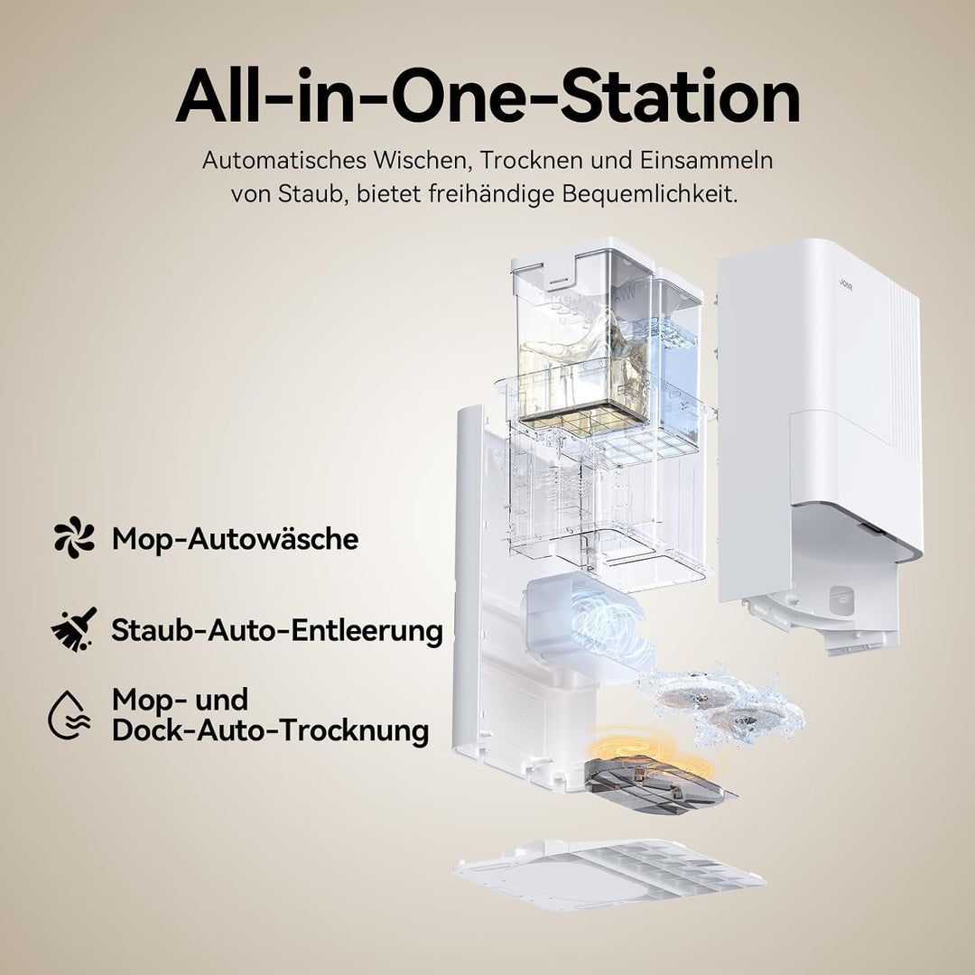 JONR T5 Pro Saugroboter mit Wischfunktion, 8000Pa Staubsauger Roboter mit ausziehbarem Wischmopp, au