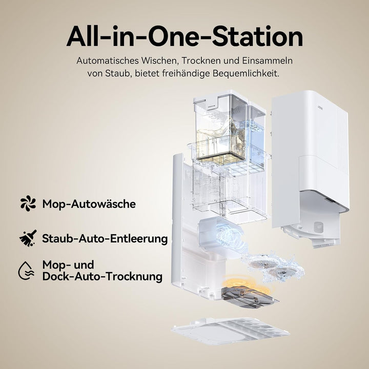 JONR T5 Pro Saugroboter mit Wischfunktion, 8000Pa Staubsauger Roboter mit ausziehbarem Wischmopp, au