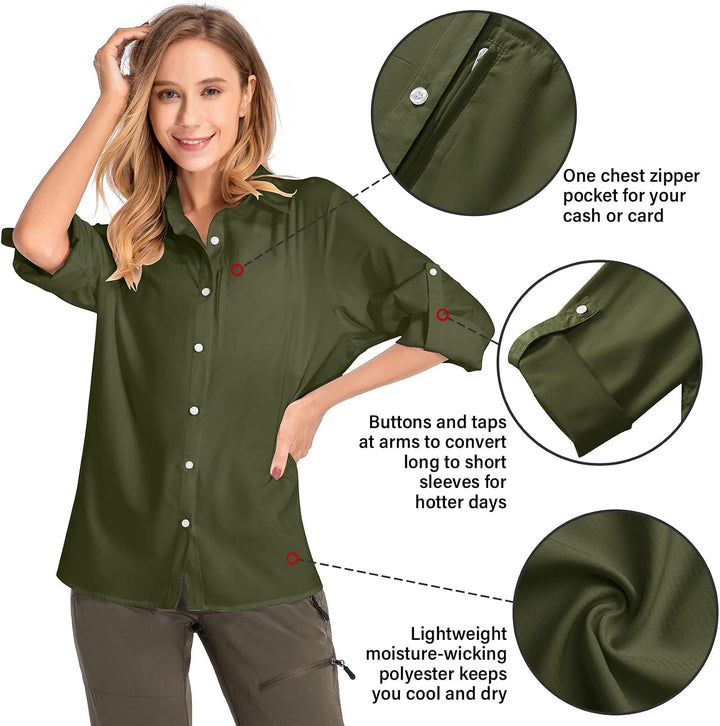 yeyity Damen Hemdbluse UV Schutz Langarmshirt Damen Schnell Trocknende Sport Shirts Wandershirt Safa