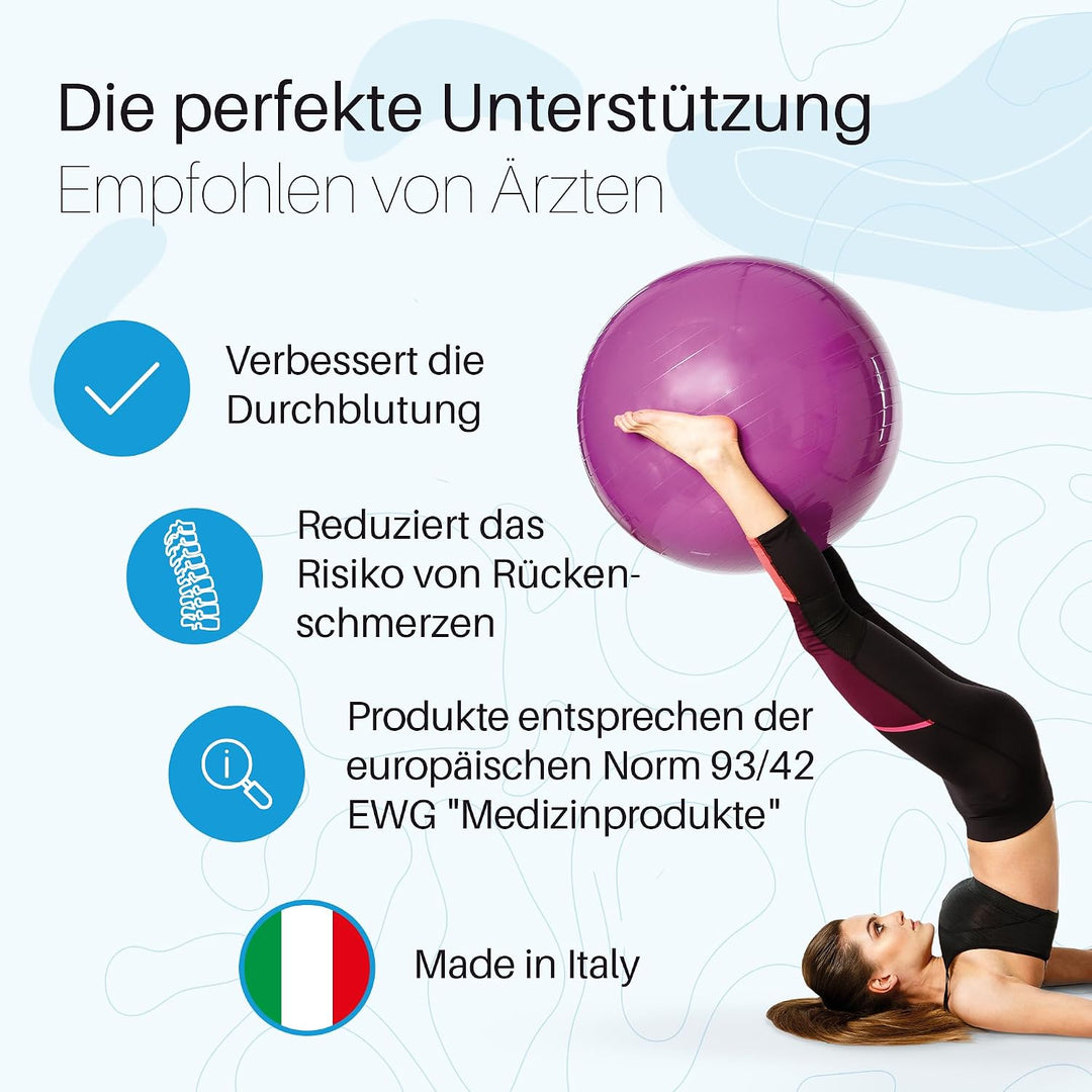 PEZZI Gymnastikball Standard mit Ballschale und Pumpe Rot Ø 75 cm, Rot Ø 75 cm