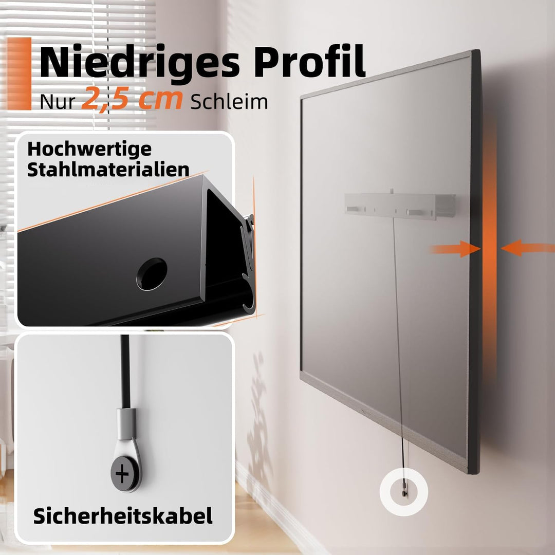 TV Wandhalterung für Rigipswand ohne Schrauben, für 26-55 Zoll Flachbildfernseher bis 45 kg, ultrasc