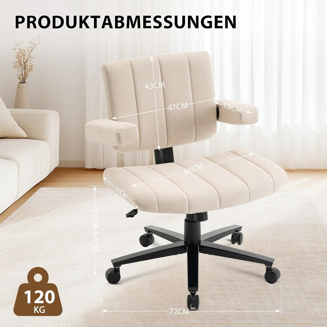 Vigosit Criss Cross Chair mit Rädern, verstellbarebreite Armlehne Criss Cross Chair, Anti-Grip-Stoff