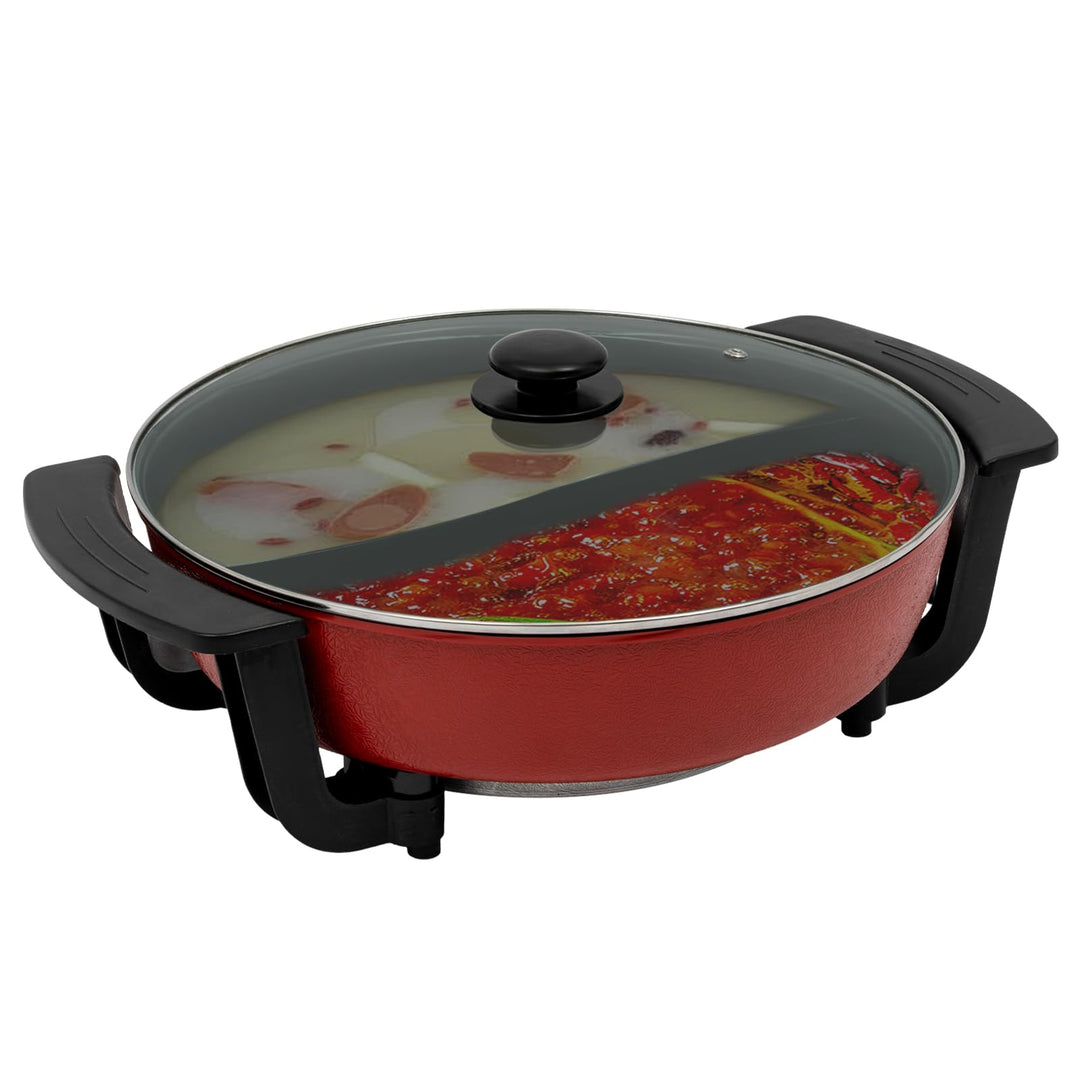 Multifunktional Elektrischer Hot Pot 6 L 1360 W 2 Seiten Yin Yang Hotpot Antihaft Kochtopf 5-Stufige
