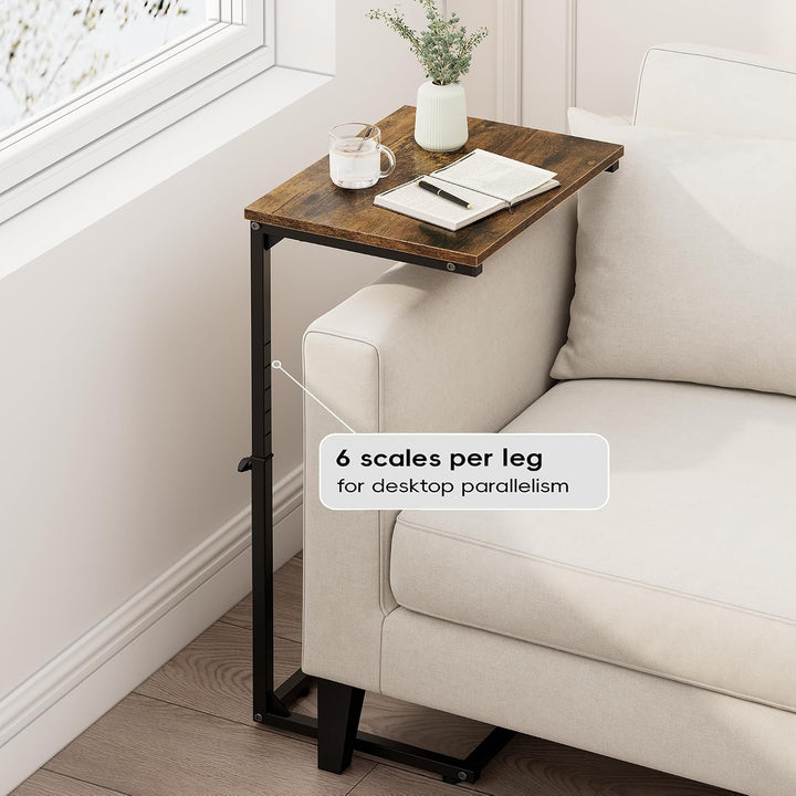 Vagusicc Beistelltisch C Form, Höhenverstellbar 45–85 cm, mobiler Kaffeetisch, Wohnzimmertisch mit M