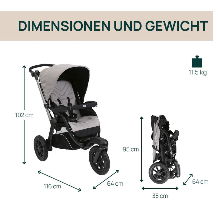 Chicco Activ3 Kinderwagen mit 3 Rädern, funktional und leicht zu steuern auf allen Untergründen, bre
