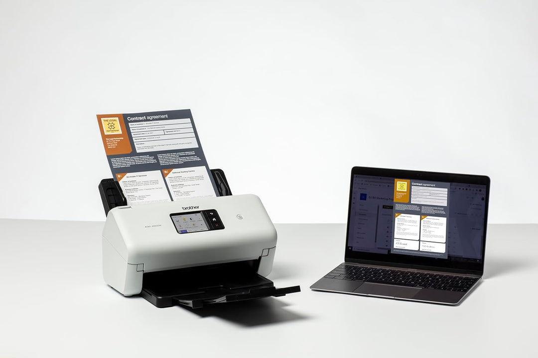 Brother ADS-4550W, Flexibler Dokumentenscanner mit USB, LAN und WLAN, Duplex Scan, Touchscreen, Weis