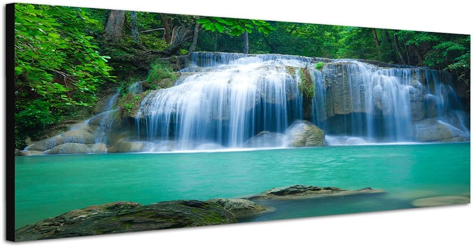 Paul Sinus Art Panoramabild auf Leinwand und Keilrahmen 150x50cm Thailand Nationalpark Erawan Wasser