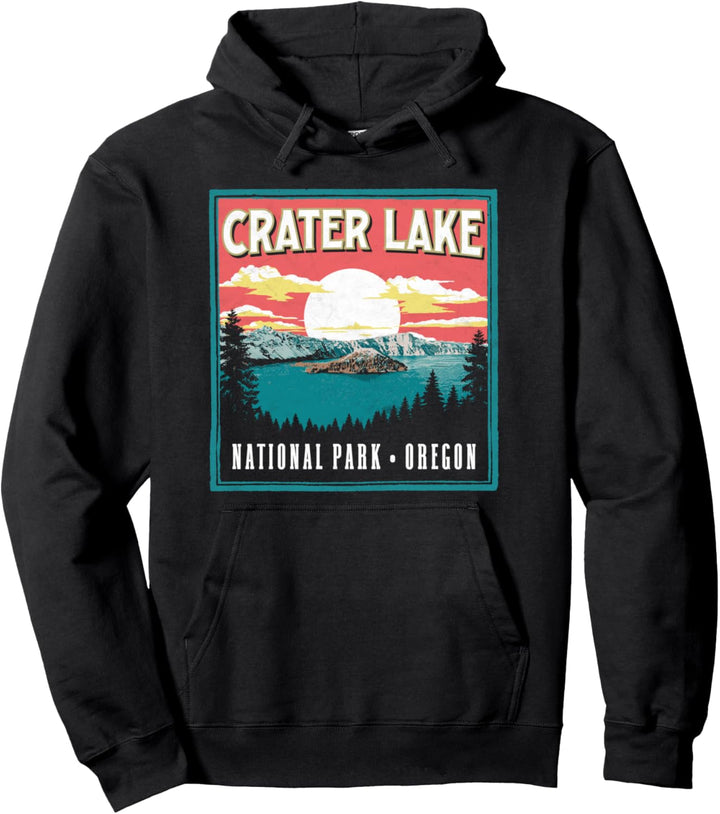 Crater Lake National Park Oregon Vintage Vibe Graphic Pullover Hoodie