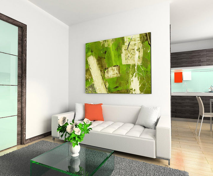 Paul Sinus Art 80x60cm Fotoleinwand Leinwanddruck Kunstdruck Wandbild grün beige braun Balken