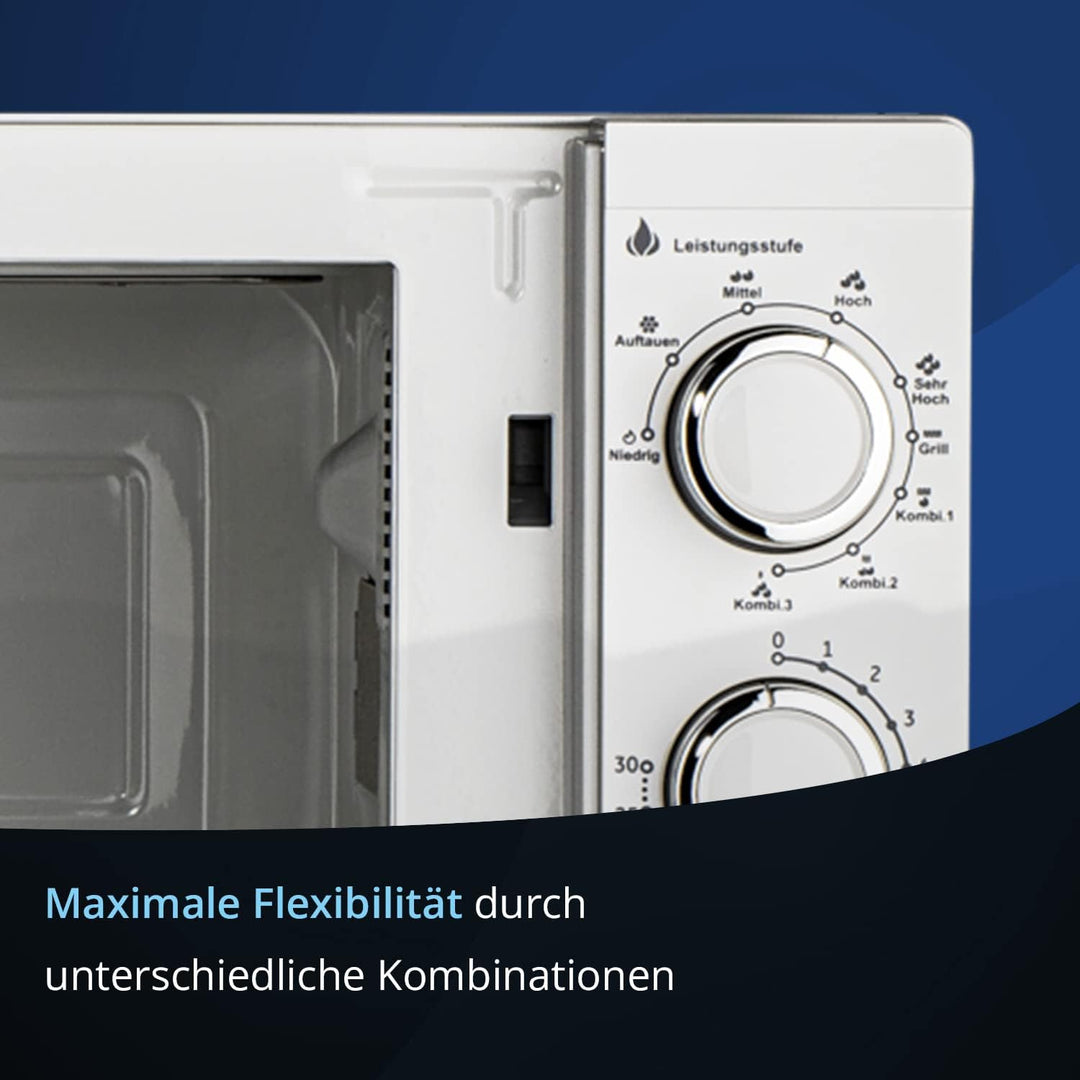 KHG Mikrowelle MW-20.1GW mit Grill 20l aus Metall in weiss, 6 Leistungsstufen und 3 Kombinationsstuf