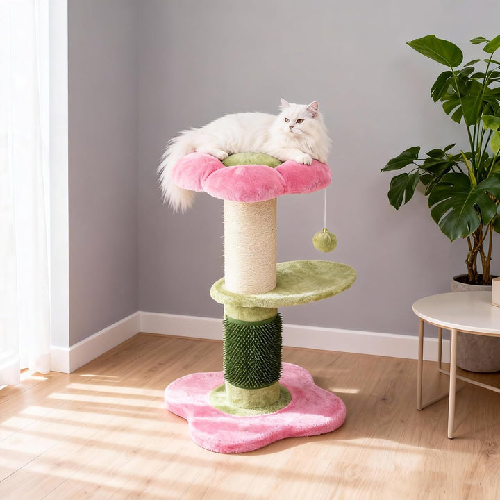 SOARS Kratzbaum, 69 cm hoch, 13 cm Dicker Stamm, Katzenbaum mit Kratzsäule, Selbstpflegegerät, Hänge