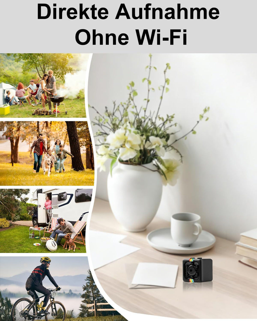 Überwachungskamera Ohne Wlan, 1080P Mini Kamera mit 32GB Speicherkarte