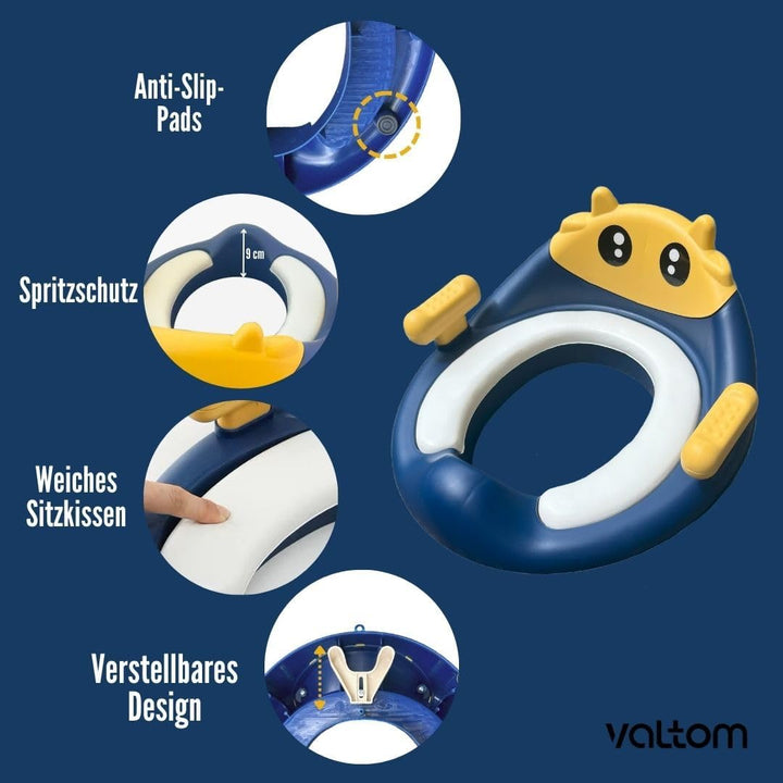 Valtom - Toilettensitz Kinder mit Stepper - inkl. Sitzkissen und Tierdesign