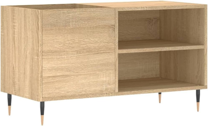 DJEKA Plattenschrank Holz Record Player Cabinet Sonoma Eiche-15 Plattenspieler Schrank 85x38x48 cm R