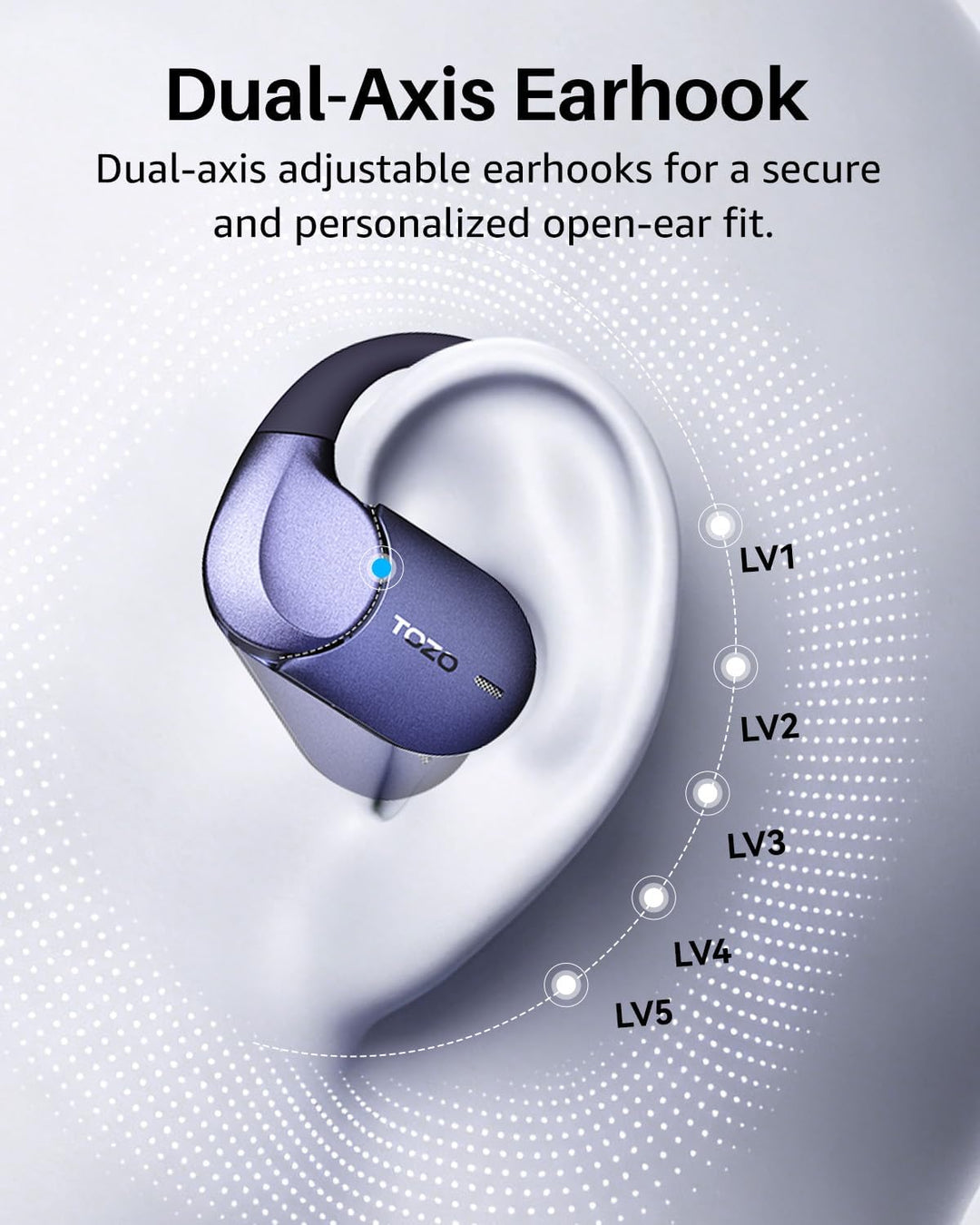 TOZO Open X2 Pro Open-Ear Kopfhörer, Smart Display, LDAC Hi-Res Audio, KI Blau, Blau
